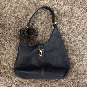 Tignanello Blue Pebbled Leather Handbag